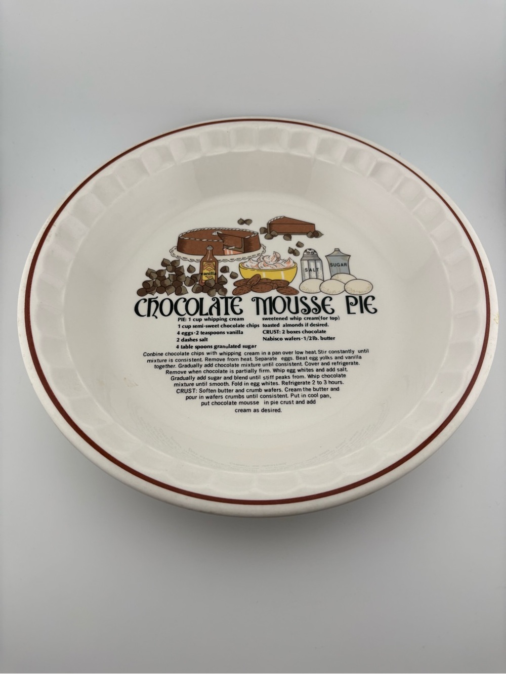 Vintage Hankook Chocolate Mousse Pie Recipe Dish